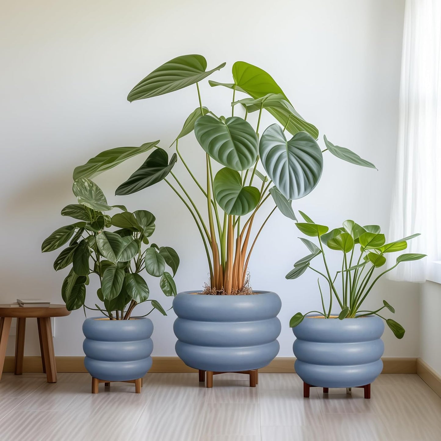 Pottery for Plants 8/10/13 Inch - Indoor Plant Pot with Drainage Hole Planter for Outdoor Plants Modern Flower Pot Round Planter for House Home Decor Living Room
