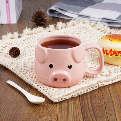 ROOT24STUDIO Pig Coffee Mug 14 oz Ceramic Novelty Coffee Mug 3D Porcelain Tea Mug for Women Christmas Housewarming Holiday Birthday Gifts for Women Mom Kids Teacher and Best Friend Pink