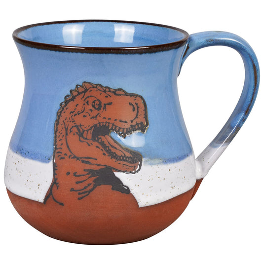 ROOT24STUDIO Ceramic Dinosaur Mug 16 oz Novelty Coffee Mug for Men and Women Holiday Housewarming Chirstmas Birthday Dinosaur Gifts for Women Men Handmade Stoneware Tea Milk Morning Coffee Cup Blue