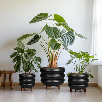 Pottery for Plants 8/10/13 Inch - Indoor Plant Pot with Drainage Hole Planter for Outdoor Plants Modern Flower Pot Round Planter for House Home Decor Living Room