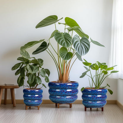 Pottery for Plants 8/10/13 Inch - Indoor Plant Pot with Drainage Hole Planter for Outdoor Plants Modern Flower Pot Round Planter for House Home Decor Living Room
