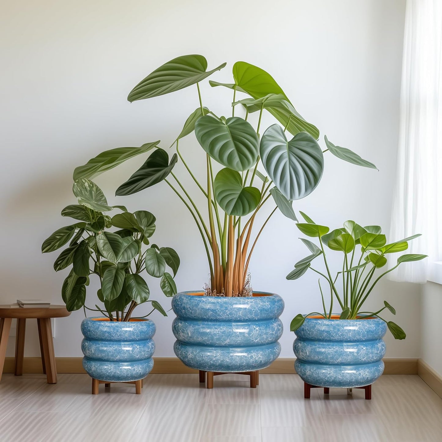 Pottery for Plants 8/10/13 Inch - Indoor Plant Pot with Drainage Hole Planter for Outdoor Plants Modern Flower Pot Round Planter for House Home Decor Living Room