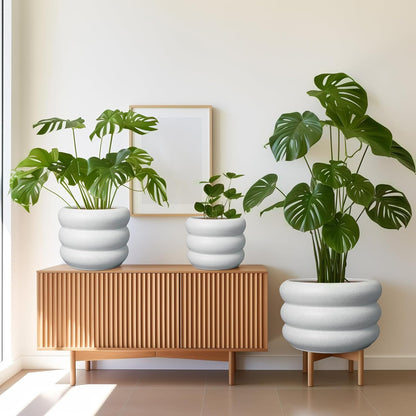 Pottery for Plants 8/10/13 Inch - Indoor Plant Pot with Drainage Hole Planter for Outdoor Plants Modern Flower Pot Round Planter for House Home Decor Living Room